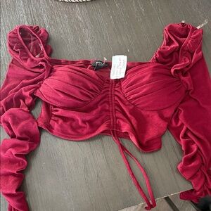 Windsor Burgundy Ruched Crop Top